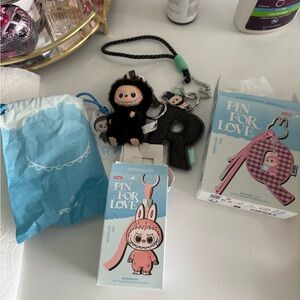 Cute Black and Pink Kids Keychain